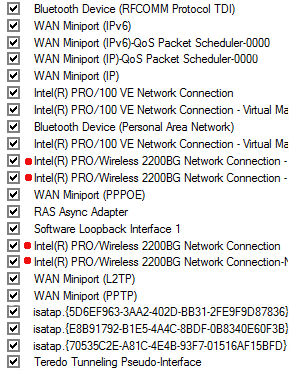 List of adapters under Windows Vista